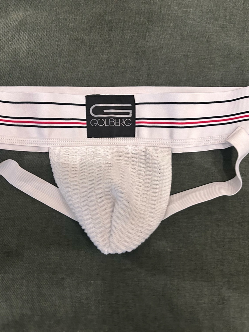 Golberg Men’s White Athletic Jockstrap with Grip Pouch
